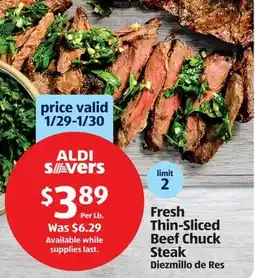 Aldi Fresh Thin-Sliced Beef Chuck Steak offer