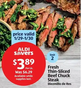 Aldi Fresh Thin-Sliced Beef Chuck Steak offer