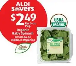 Aldi Organic Baby Spinach offer