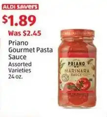 Aldi Priano Gourmet Pasta Sauce Assorted Varieties offer