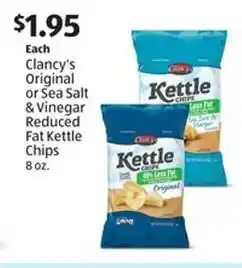 Aldi Clancy's Original or Sea Salt & Vinegar Reduced Fat Kettle Chips offer