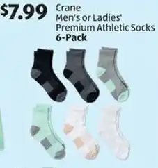 Aldi Crane Men's or Ladies' Premium Athletic Socks offer