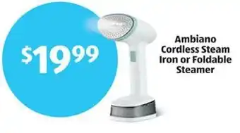 Aldi Ambiano Cordless Steam Iron or Foldable Steamer offer