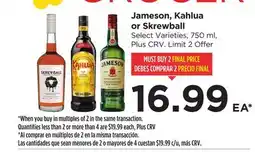 Food 4 Less Jameson, Kahlua or Skrewball offer