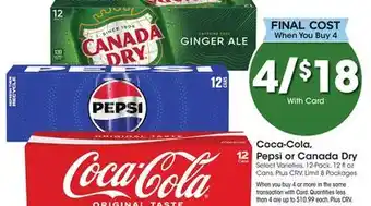 Ralphs Coca-Cola, Pepsi or Canada Dry offer