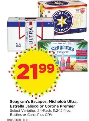 Food 4 Less Seagram's Escapes, Michelob Ultra, Estrella Jalisco or Corona Premier offer