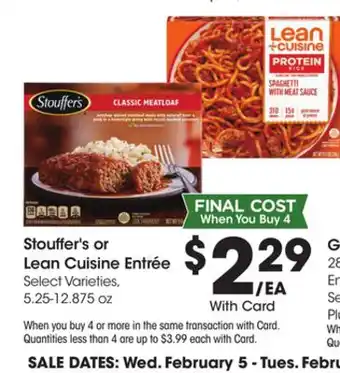 Ralphs Stouffer's or Lean Cuisine Entrée offer