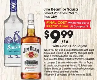 Ralphs Jim Beam or Sauza offer