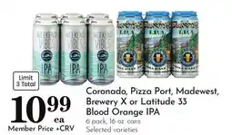 Pavilions Coronado, Pizza Port, Madewest, Brewery X or Latitude 33 Blood Orange IPA offer