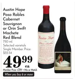 Pavilions Austin Hope Paso Robles Cabernet Sauvignon or Orin Swift Machete Red Blend offer