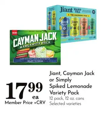 Pavilions Jiant, Cayman Jack or Simply Spiked Lemonade Variety Pack offer