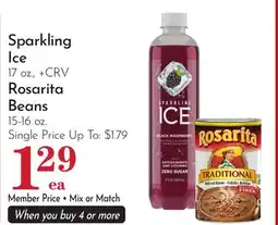 Pavilions Sparkling Ice 17 oz., Rosarita Beans 15-16 oz offer