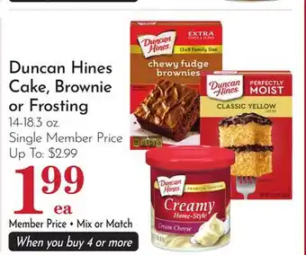 Pavilions Duncan Hines Cake, Brownie or Frosting offer