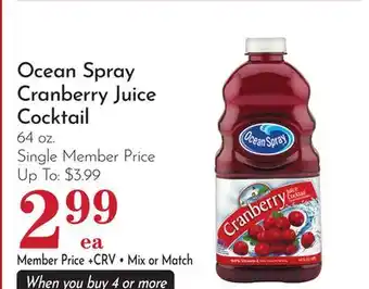 Pavilions Ocean Spray Cranberry Juice Cocktail offer