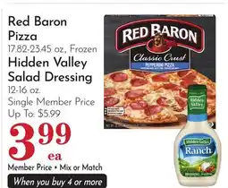 Pavilions Red Baron Pizza 17.82-23.45 oz., Frozen Hidden Valley Salad Dressing 12-16 oz offer