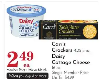 Pavilions Carr's Crackers 4.25-5 oz. Daisy Cottage Cheese 16 oz offer