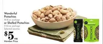 Pavilions Wonderful Pistachios 14-16 oz. package or Shelled Pistachios 5.5-6 oz. package offer