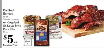 Pavilions Del Real Entrées 15 oz. or Kingsford St. Louis Style Pork Ribs 16 oz offer