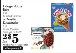 Pavilions Häagen-Dazs Bars 3 ct. Selected varieties or Nestlé Drumsticks 4 ct offer