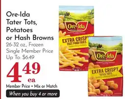 Pavilions Ore-Ida Tater Tots, Potatoes or Hash Browns offer