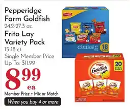 Pavilions Pepperidge Farm Goldfish 24.2-27.3 oz. Frito Lay Variety Pack 15-18 ct offer