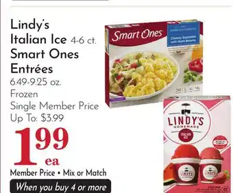 Pavilions Lindy's Italian Ice 4-6 ct. Smart Ones Entrées 6.49-9.25 oz offer