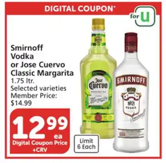 Vons Smirnoff Vodka or Jose Cuervo Classic Margarita offer