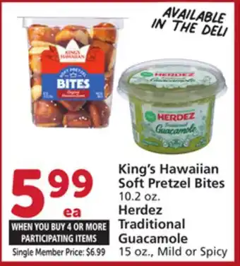 Vons King's Hawaiian Soft Pretzel Bites 10.2 oz. Herdez Traditional Guacamole 15 oz., Mild or Spicy offer