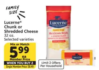 Vons Lucerne Chunk or Shredded Cheese offer