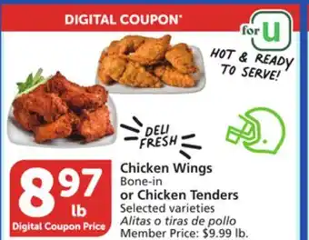 Vons Chicken Wings Bone-in or Chicken Tenders offer