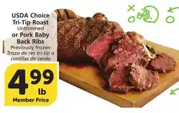 Vons USDA Choice Tri-Tip Roast Untrimmed or Pork Baby Back Ribs offer