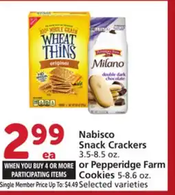 Vons Nabisco Snack Crackers 3.5-8.5 oz. or Pepperidge Farm Cookies 5-8.6 oz offer