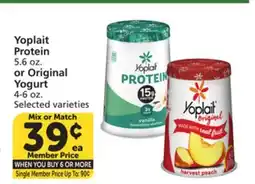 Vons Yoplait Protein 5.6 oz. or Original Yogurt 4-6 oz offer