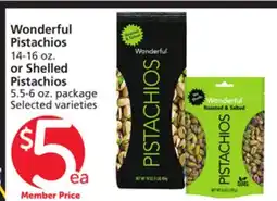 Vons Wonderful Pistachios 14-16 oz. or Shelled Pistachios 5.5-6 oz. package offer