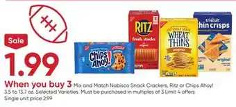 Stater Bros Nabisco Snack Crackers, Ritz or Chips Ahoy! offer