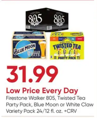 Stater Bros Firestone Walker 805, Twisted Tea Party Pack, Blue Moon or White Claw Variety Pack offer