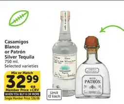 Vons Casamigos Blanco or Patrón Silver Tequila offer