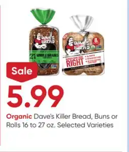 Stater Bros Dave's Killer Bread, Buns or Rolls offer