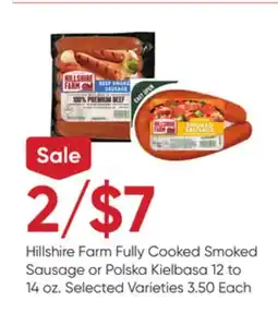 Stater Bros Hillshire Farm Fully Cooked Smoked Sausage or Polska Kielbasa offer