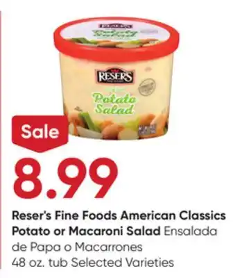 Stater Bros Reser's Fine Foods American Classics Potato or Macaroni Salad offer