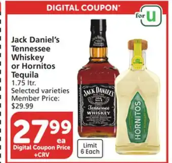 Albertsons Jack Daniel's Tennessee Whiskey or Hornitos Tequila offer