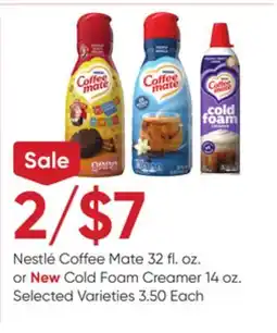 Stater Bros Nestlé Coffee Mate 32 fl. oz. or New Cold Foam Creamer 14 oz offer