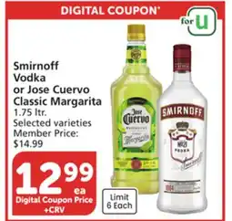 Albertsons Smirnoff Vodka or Jose Cuervo Classic Margarita offer