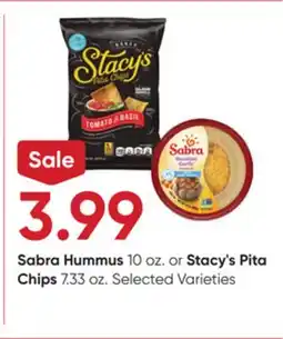 Stater Bros Sabra Hummus 10 oz. or Stacy's Pita Chips 7.33 oz offer