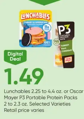 Stater Bros Lunchables 2.25 to 4.4 oz. or Oscar Mayer P3 Portable Protein Packs 2 to 2.3 oz offer