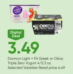 Stater Bros Dannon Light + Fit Greek or Oikos Triple Zero Yogurt offer