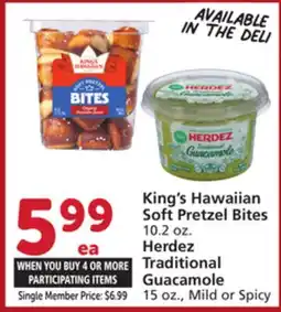 Albertsons King's Hawaiian Soft Pretzel Bites 10.2 oz. Herdez Traditional Guacamole 15 oz., Mild or Spicy offer