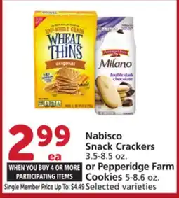 Albertsons Nabisco Snack Crackers 3.5-8.5 oz. or Pepperidge Farm Cookies 5-8.6 oz offer