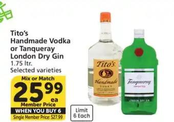 Albertsons Tito's Handmade Vodka or Tanqueray London Dry Gin offer