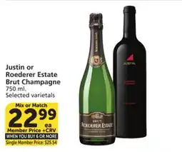 Albertsons Justin or Roederer Estate Brut Champagne offer